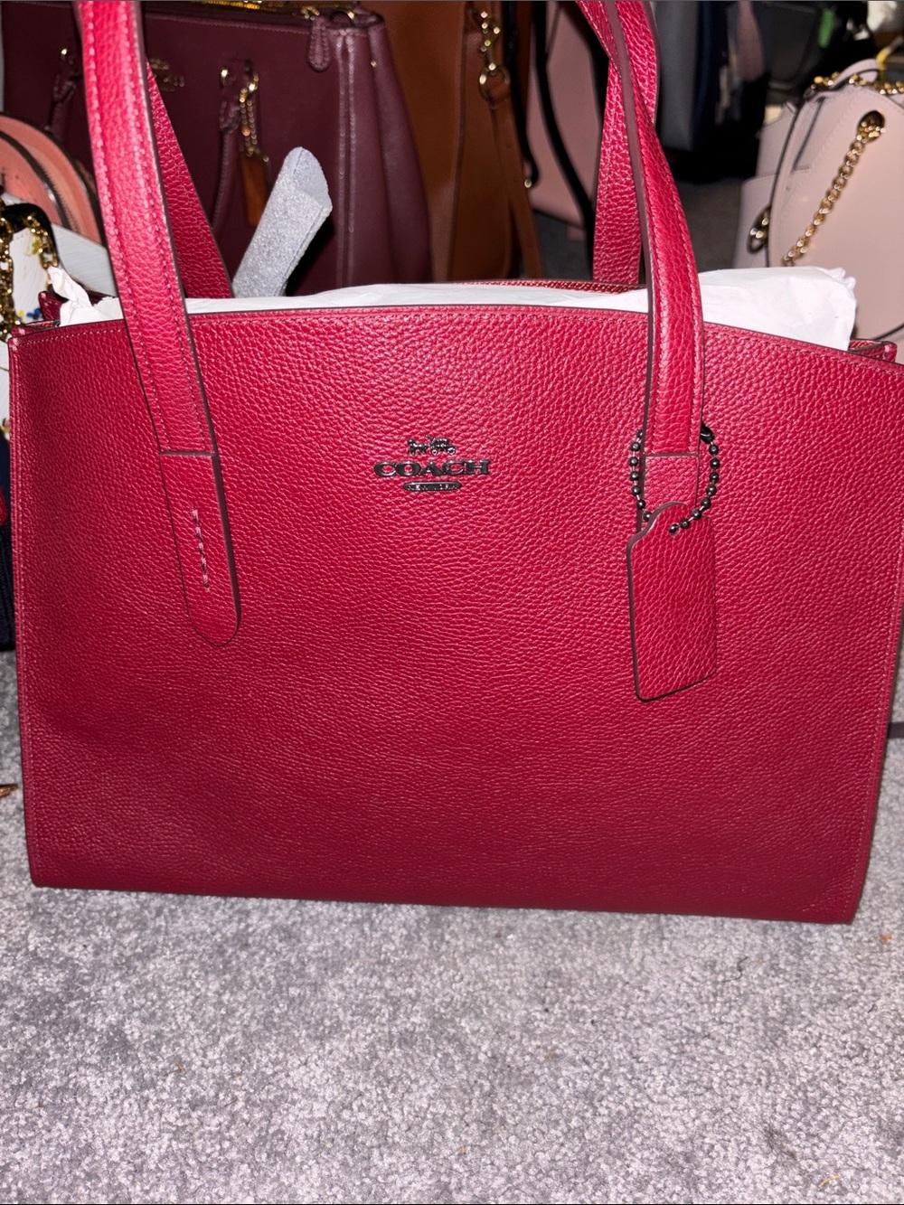 Coach Wine-Red Pebbled Leather Tote